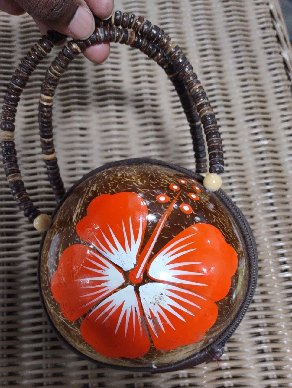 Hawaiian-style Hand-painted Coconut Shell Purse